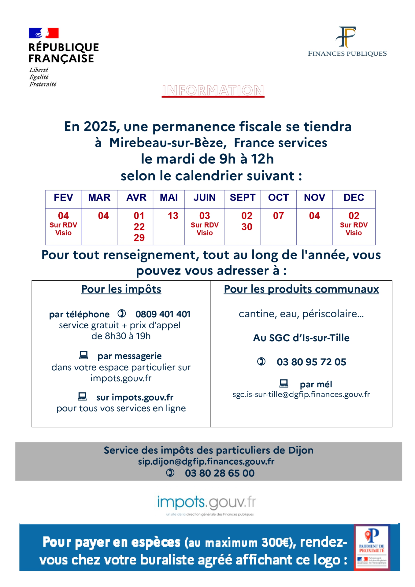 Affiche permanence fiscale